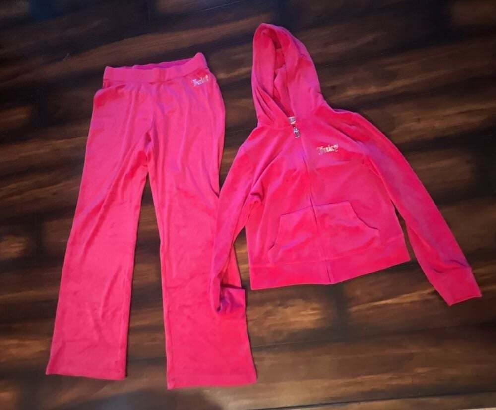 Juicy Couture Velour Tracksuit Set Hot Pink Size M